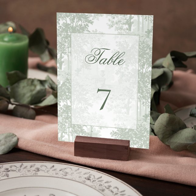 Numéro De Table Paysage Classique de Toile de Soie Vert Sauge pour (Créateur téléchargé)