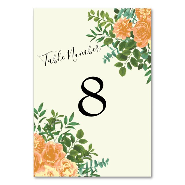 Numéro De Table Peach Ivory Mariage Rose Vintage (Dos)