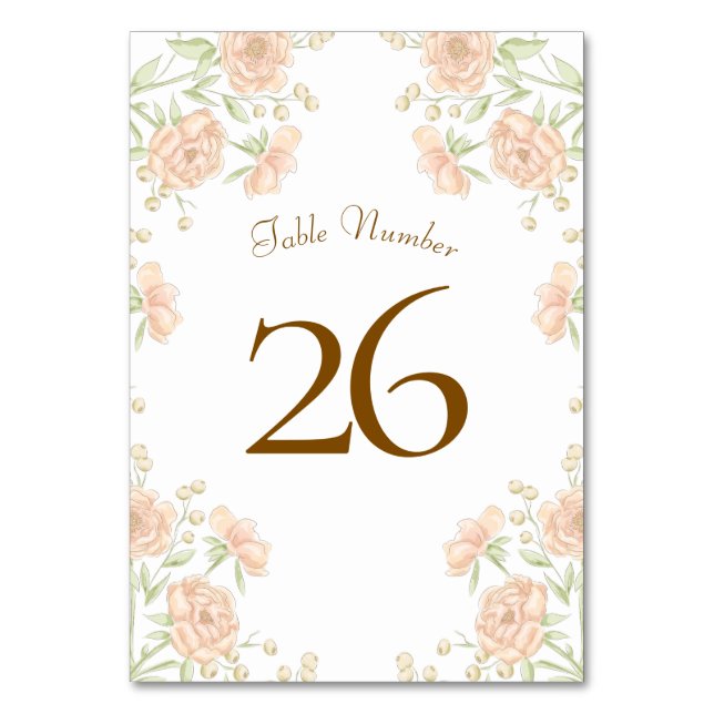 Numéro De Table Peach Rose Wedding (Par défaut)