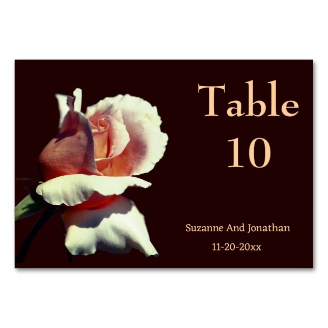 Numéro De Table Peach Rosebud Mariage personnalisé (Devant)
