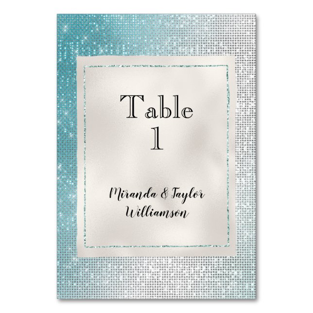 Numéro De Table Pearle Blanc Glam Glitzy Aqua Sparkle (Par défaut)