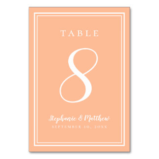 Numéro De Table Pêcher Moderne Simple Réception Mariage Minimalist