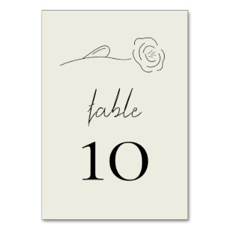 Numéro De Table Peignoir clair minimaliste Flower Line Art Mariage