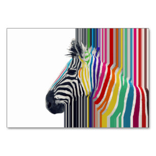 Numéro De Table Peinture Zèbre Colorée Grandes Vibrantes