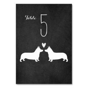 Numéro De Table Pembroke Welsh Corgi Silhouettes Réception de mari