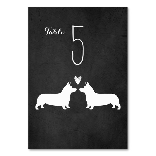 Numéro De Table Pembroke Welsh Corgi Silhouettes Réception de mari (Par défaut)
