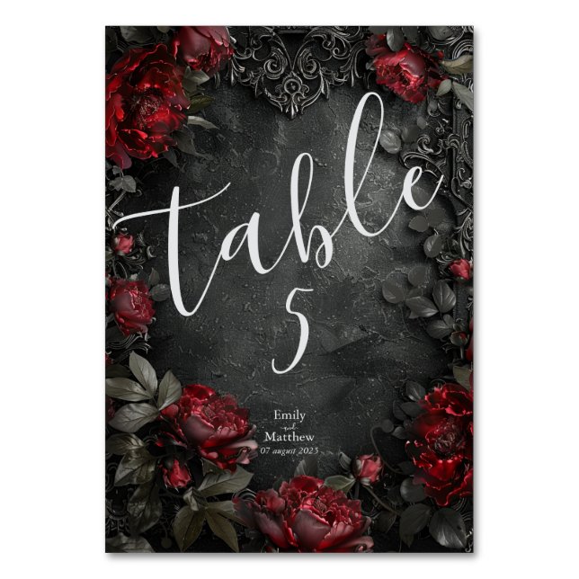 Numéro De Table Peonies gothiques baroques (Par défaut)