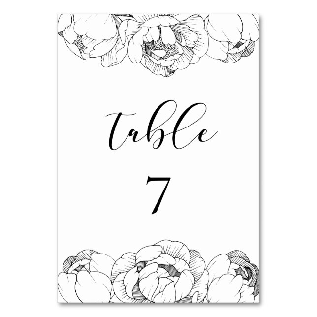 Numéro De Table Peonys noir et blanc élégant mariage (Par défaut)