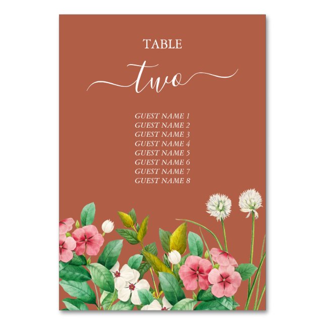 Numéro De Table Périwinkle Burnt Orange Terracotta Mariage (Par défaut)