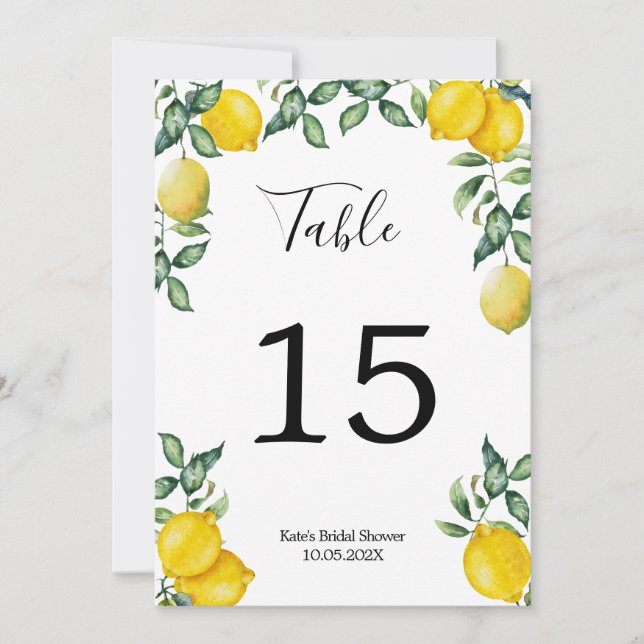 Numéro de table personnalisé citron (Devant)