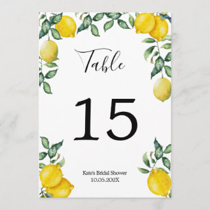 Numéro de table personnalisé citron