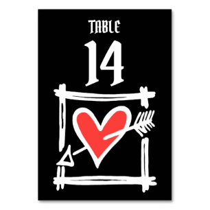 Numéro de table personnalisé mariage amour cœur no