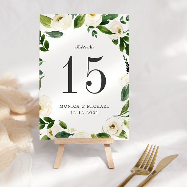 Numéro de table personnalisé Mariage Fleur blanche (Créateur téléchargé)