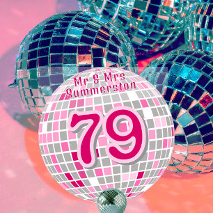 Numéro de table personnalisée Disco Ball rose et r