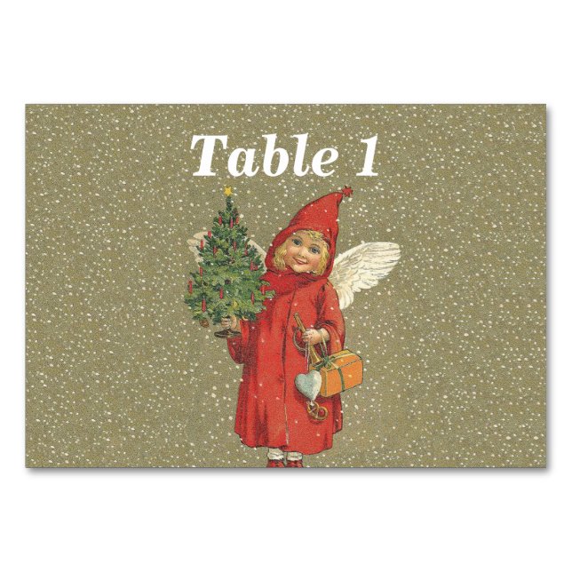 Numéro De Table Petite fille victorienne Cape Christmas Tree (Devant)