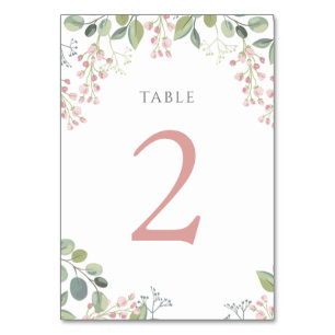 Numéro De Table petites fleurs roses Tableau Numéro 2