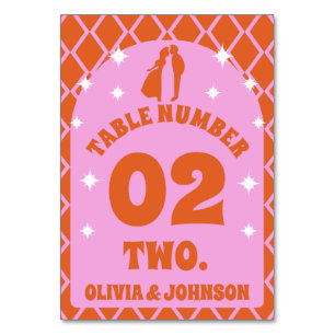 Numéro De Table Photo de Boho Arch Rose Orange Couple