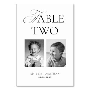 Numéro De Table Photo de mariage en noir et blanc Mariée et marié