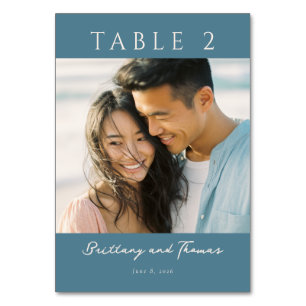 Numéro De Table Photo minimaliste teal romantique