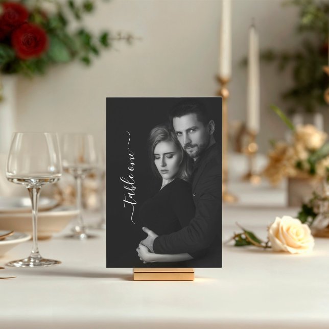 Numéro De Table Photo moderne noir et blanc Code QR (Créateur téléchargé)