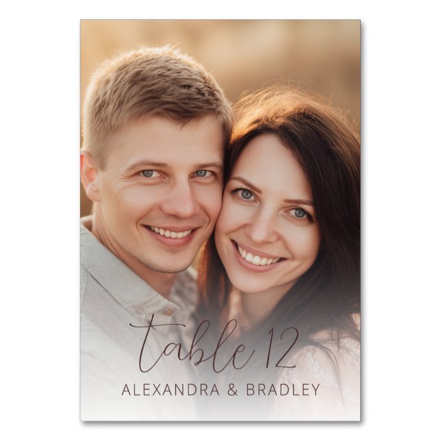 Numéro De Table Photo Romantique Beige Chaud (Dos)