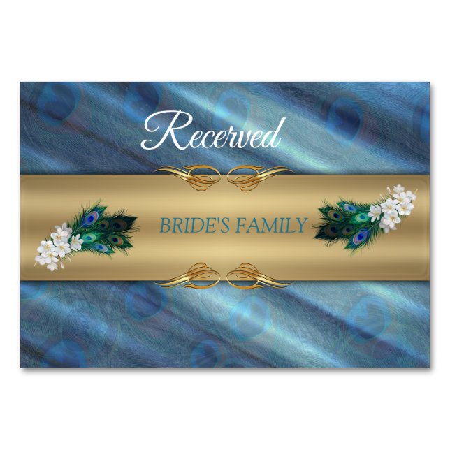 Numéro De Table Pics bleu-vert or sur vert émeraude (Devant)