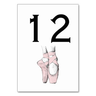 Numéro De Table Pieds de Ballerine sur Pointe #1 Rose Clair
