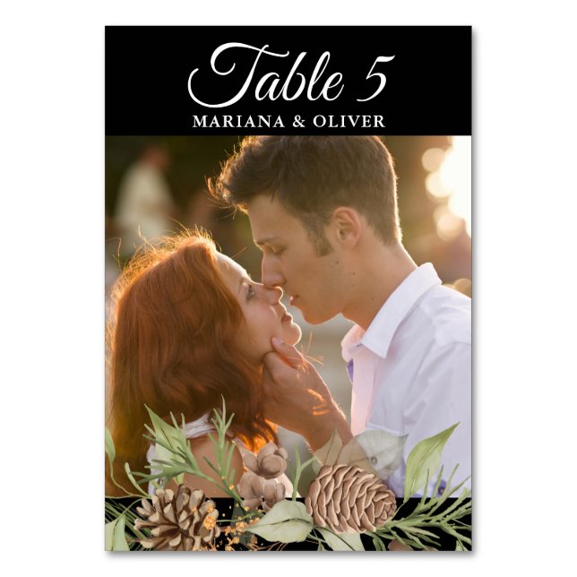 Numéro De Table Pin d'hiver Mariage noir et blanc Numéro de tablea (Dos)