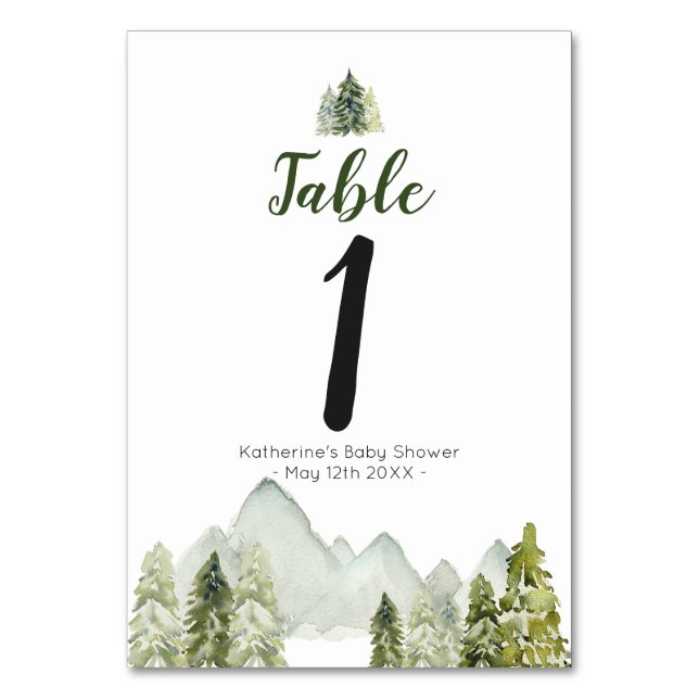 Numéro De Table Pine Tree Adventure Baby shower rustique (Par défaut)