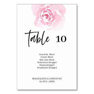 Numéro De Table Pink Roses Wedding Table Number Card