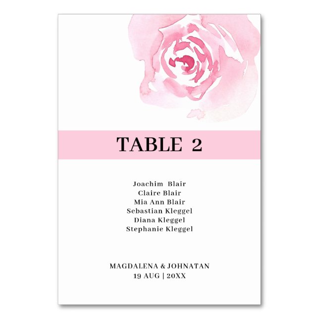 Numéro De Table Pink Roses Wedding Table Number Card (Par défaut)