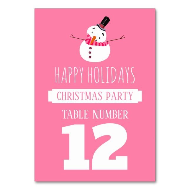 Numéro De Table Pink Snowman, table de fête de Noël No. (Par défaut)