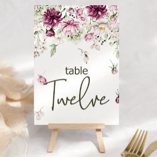 Numéro De Table Pivoines Table Numéro Mariage Fleurs Bourgogne Ros