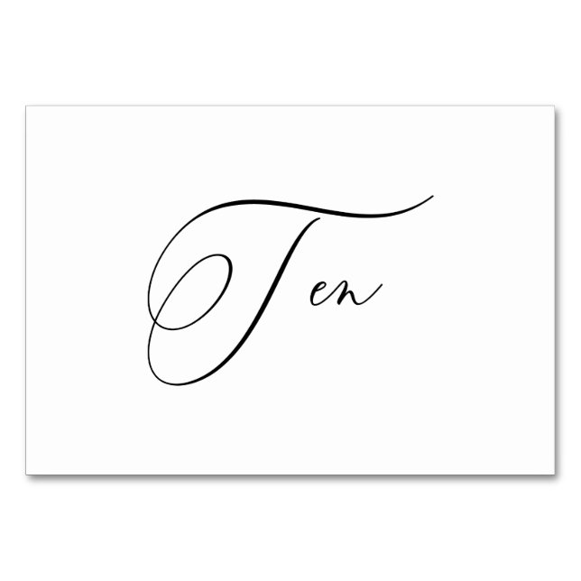 Numéro De Table PixDezines Élégant Calligraphie Romantique Dix 10 (Devant)