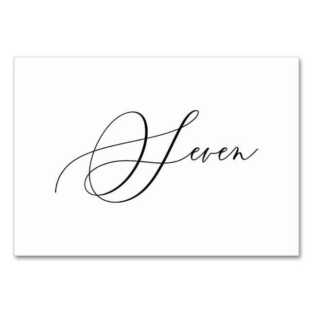 Numéro De Table PixDezines Elégant Calligraphie Romantique Sept 7 (Devant)