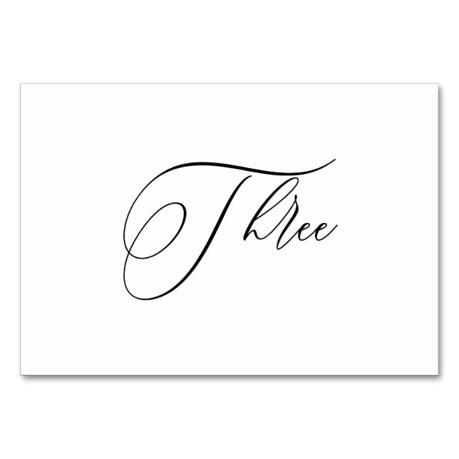 Numéro De Table PixDezines Élégant Calligraphie Romantique Trois 3 (Devant)