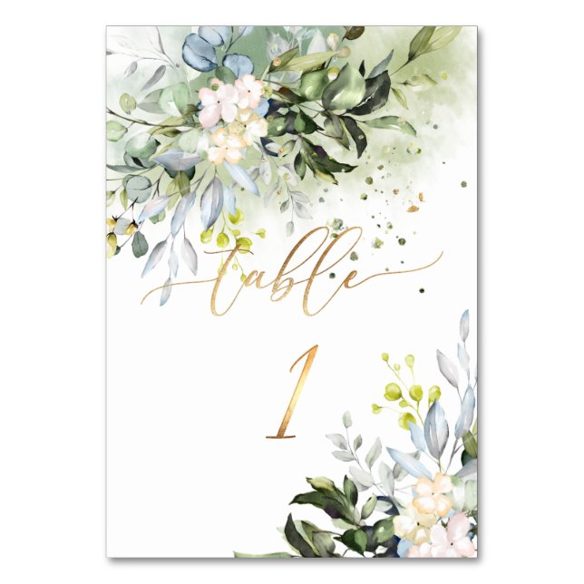 Numéro De Table PixDezines H2 Élégante gomme bleue Eucalyptus Faux (Par défaut)