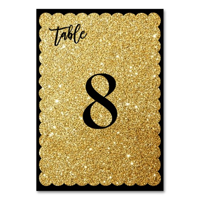 Numéro De Table PixDezines Scallop Faux Gold/Parties scintillant/T (Dos)