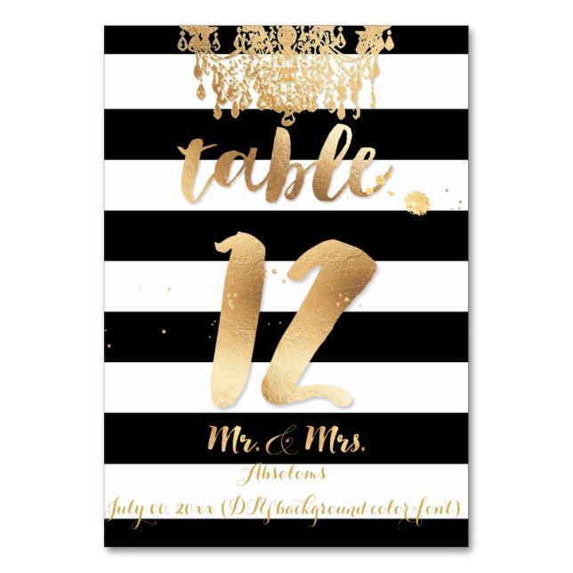 Numéro De Table PixDezines Stripes/Lustre/Faux Gold/Tableau 12 (Par défaut)