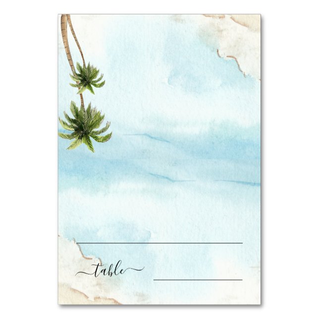 Numéro De Table Plage tropicale Palm Trees 3,5 x 5 Mariage (Par défaut)