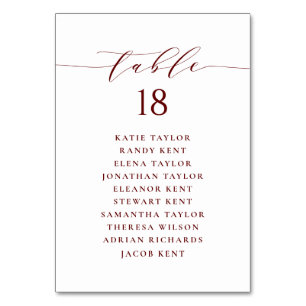 Numéro De Table Plan de siège Mariage de script minimaliste de Bou
