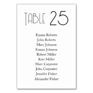 Numéro De Table Plan de siège minimaliste pour Mariage noir