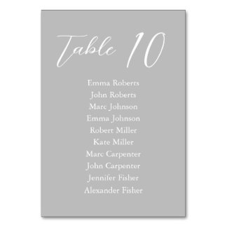 Numéro De Table Plan de table de mariage minimaliste écriture gris