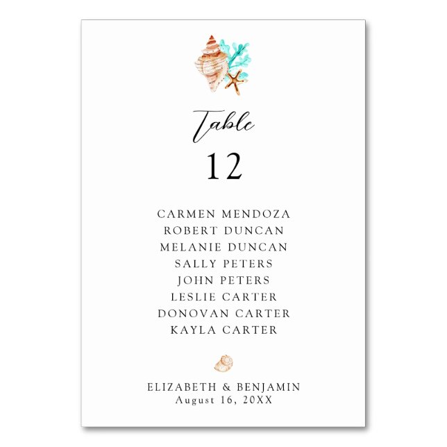 Numéro De Table Plan de table de mariage Table Côte de plage (Par défaut)