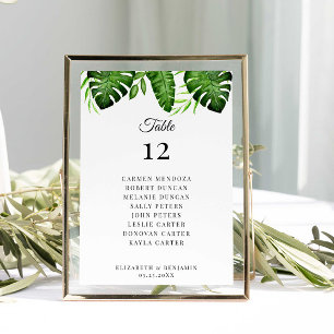 Numéro De Table Plan de table de mariage Table végétation tropical
