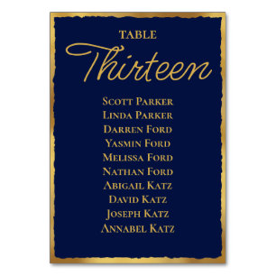 Numéro De Table Plan de table Navy Or