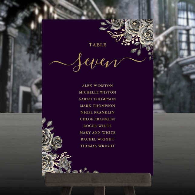 Numéro de table Plan de table Roses florales gothi (Gothic Floral Roses Seating Plan Table Number)