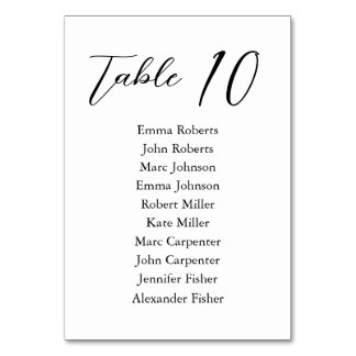 Numéro De Table Plan minimaliste de Mariage de script