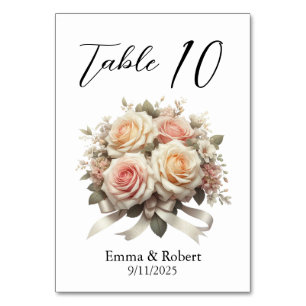 Numéro De Table Plan minimaliste de Rose de script Mariage