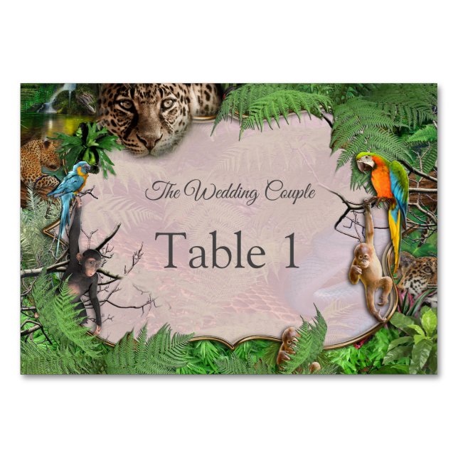 Numéro De Table Plantes et animaux de la jungle sauvage (Devant)